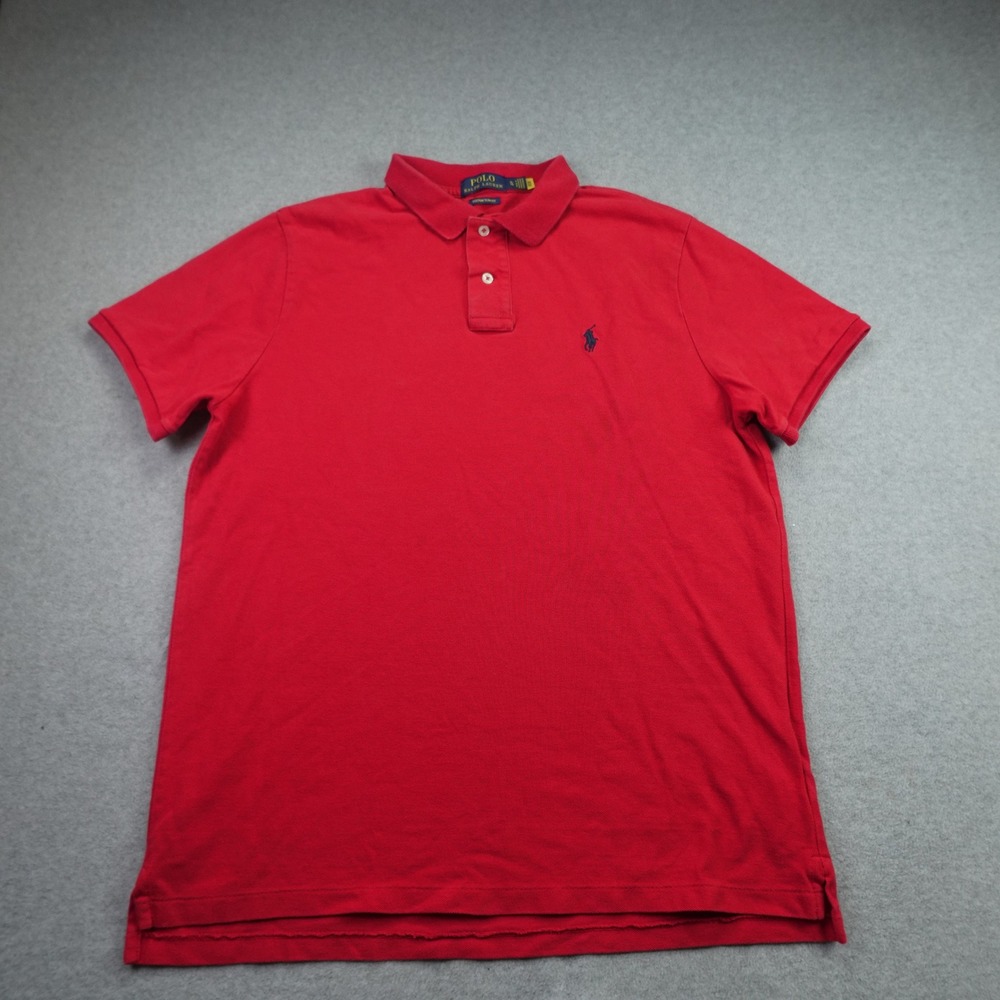 Polo Ralph Lauren Polo Shirt Mens XL Red Custom Slim Fit Short Sleeve Pony Logo